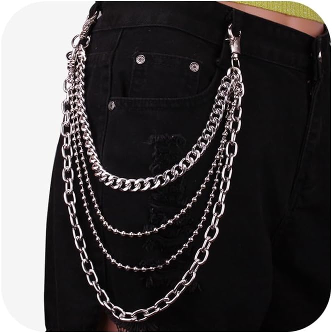 QWALIT Pants Chain for Men Pocket Chain for Pants Jean Chains for Men Jean Chains Chains for Jeans Biker Chain Hip Chain Jean Chains for Women Pants Chain for Women Hip Jewelry for Women Punk Chain - Image 1